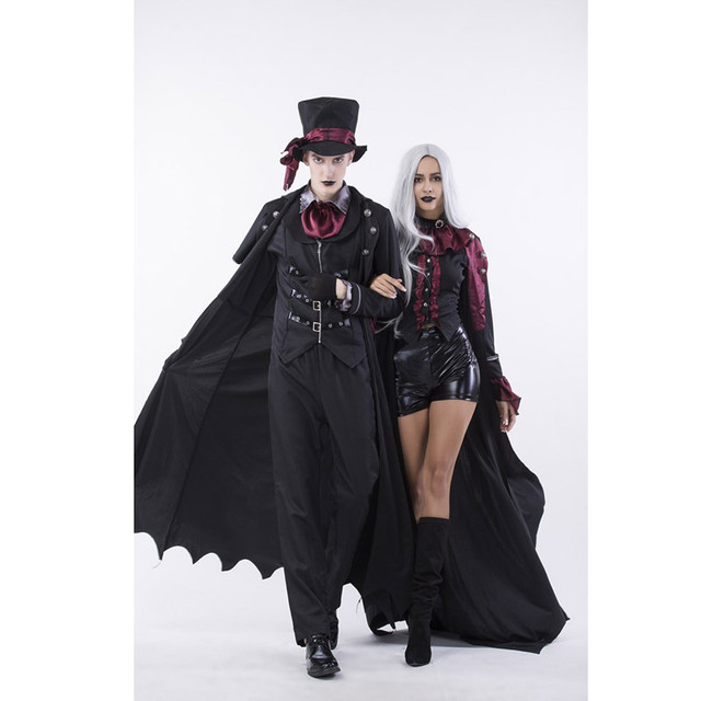 Fantasia De Vampiro Feminina E Masculina, Para Festa De Halloween, Fantasia  De Vampiro Preto Para Amantes, Frete Grátis - AliExpress